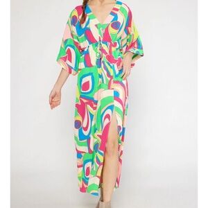Entro size large groovy dress high slit
